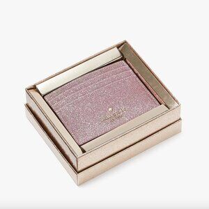 Kate Spade Card Holder Mitten Pink Glimmer New in Gift Box